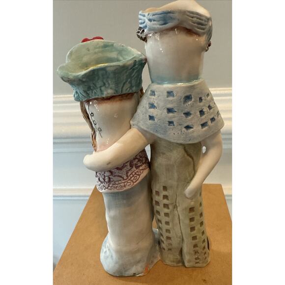 Ellen Williams Ganz Ceramic Couple Candlestick Holders Man & Woman 10” - Picture 3 of 6